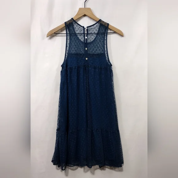 Mi Ami Sleeveless Lace Floral Babydoll Dress Women's S Blue Retro Fairy Y2K - Picture 4 of 8